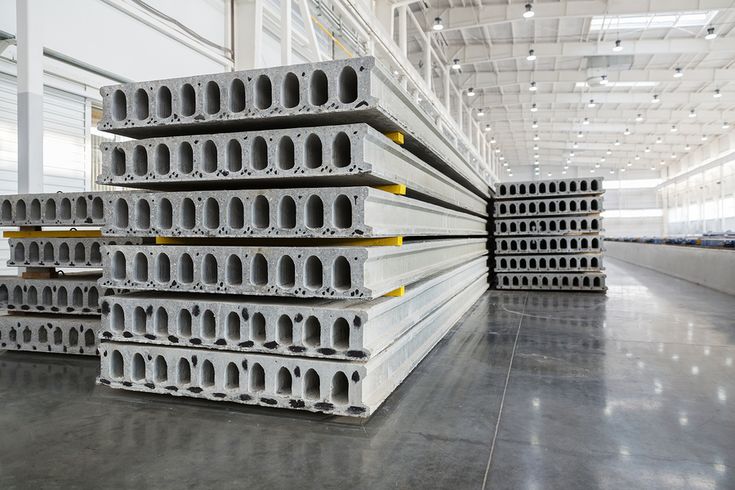 stack of precast reinforced concrete slabs in a house building f